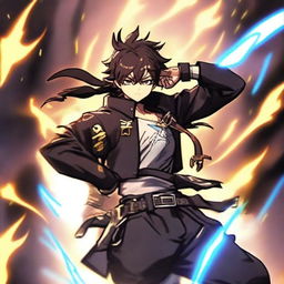 A cool, dark themed profile picture of the character Zhongli from Genshin Impact in a dynamic pose.