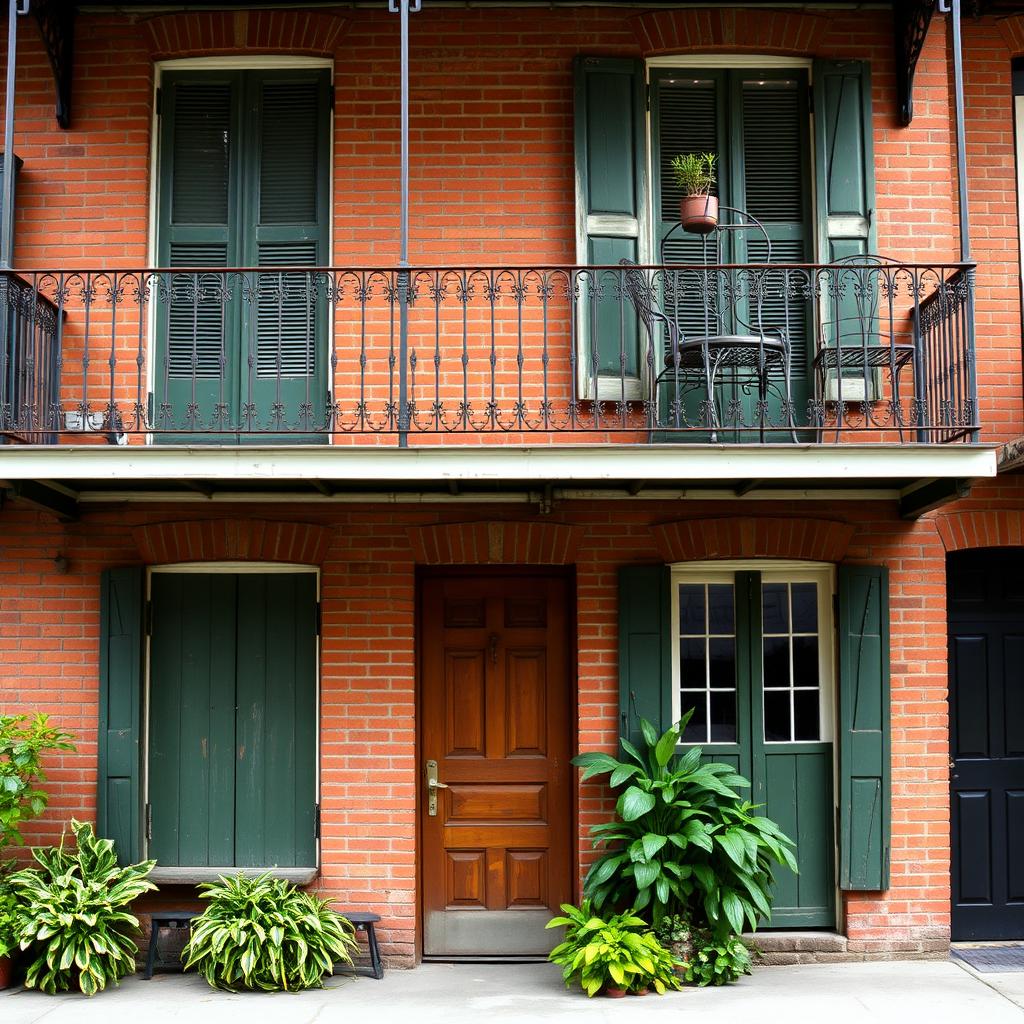 An apartment located in 1990s New Orleans, showcasing simple architecture typical of the city