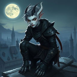 A Changeling rogue character depicted in a fantastical setting