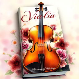 A beautifully designed book cover featuring a striking illustration of a viola surrounded by vibrant floral elements