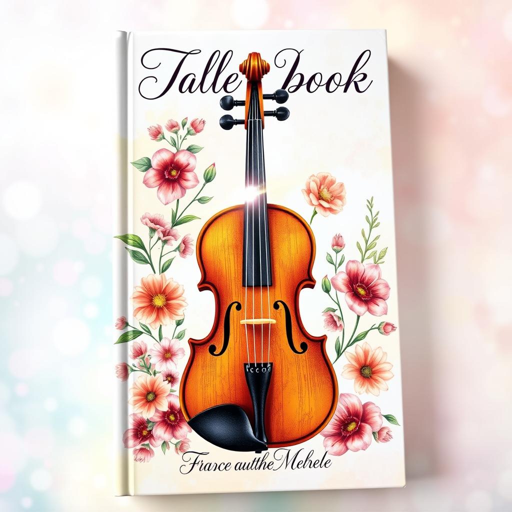 A beautifully designed book cover featuring a striking illustration of a viola surrounded by vibrant floral elements