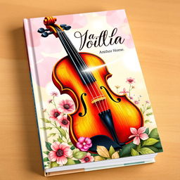 A beautifully designed book cover featuring a striking illustration of a viola surrounded by vibrant floral elements