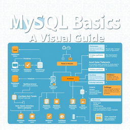 A comprehensive and visually appealing guide titled 'MySQL Basics: A Visual Guide'