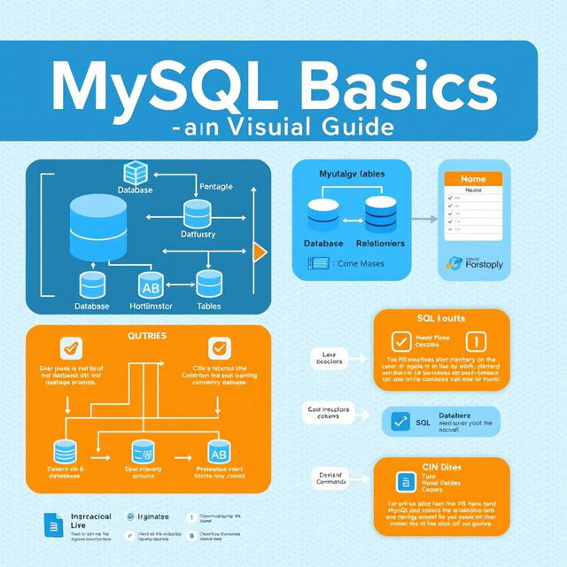 A comprehensive and visually appealing guide titled 'MySQL Basics: A Visual Guide'