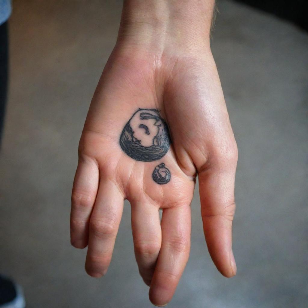 A symbolic, intricately designed father and son tattoo. It features a strong, protective father's hand holding a smaller, child-like hand, signifying the empowering bond between a father and son.