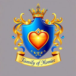 A stunning family crest featuring a heart symbol, a detailed house, and money representations, all harmoniously integrated