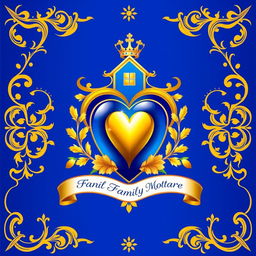 A stunning family crest featuring a heart symbol, a detailed house, and money representations, all harmoniously integrated