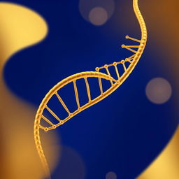 A visually striking representation of a DNA strand symbolizing family inheritance, designed in an elegant style using gold and royal blue colors