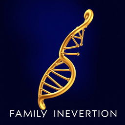 A visually striking representation of a DNA strand symbolizing family inheritance, designed in an elegant style using gold and royal blue colors