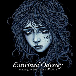 A stunningly intricate line art portrait of a sad girl, embodying a sense of mystery and depth