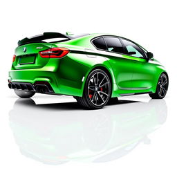 A stunning BMW M3 G80 in a vibrant green color, showcased against a clean white background