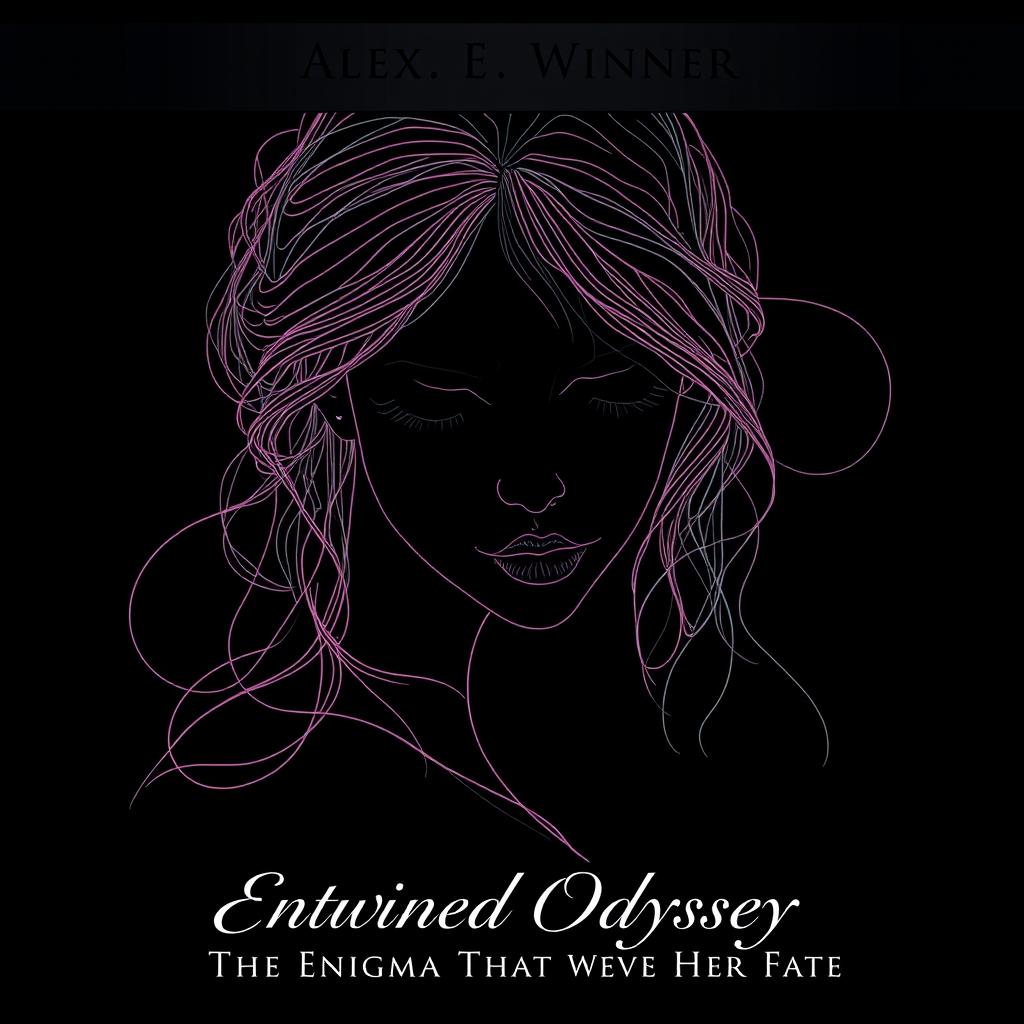An elegantly crafted line art portrait of a sad lady, capturing her emotional depth and vulnerability