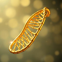 A stunning depiction of a flawless gold DNA strand, showcasing its intricate double helix structure with precision