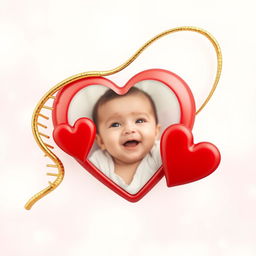 A touching image featuring a gold DNA strand gracefully intertwined with a vibrant red heart, symbolizing love and connection