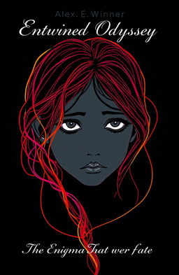 A captivating portrait of a sad girl created from a continuous, fancy line art style, evoking a sense of melancholy