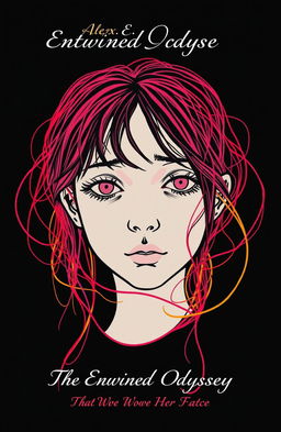 A captivating portrait of a sad girl created from a continuous, fancy line art style, evoking a sense of melancholy