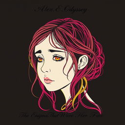 A captivating portrait of a sad girl, crafted from an elegant, continuous fancy line art style that conveys deep emotion