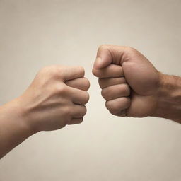 A heartwarming design showing a detailed father and son fist bump. The scene features a larger, experienced father's fist bumping a smaller, youthful son's fist, depicting their unbreakable bond and shared journey.