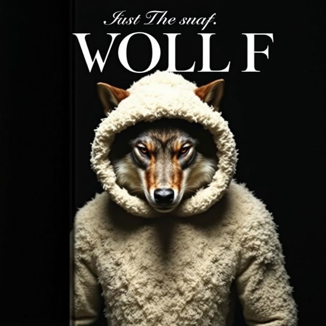 A striking book cover featuring a wolf dressed in a sheep's clothing, with its predatory eyes peering out from beneath the disguise