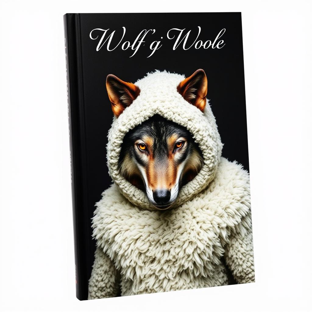 A striking book cover featuring a wolf dressed in a sheep's clothing, with its predatory eyes peering out from beneath the disguise