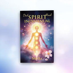 A captivating book cover for 'Spirit Individual' by Moba, featuring an ethereal figure surrounded by a shimmering aura that symbolizes spirituality and individuality