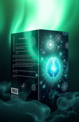 A high-definition 3D book cover on the theme of extrasensory perception, featuring a glowing green background that resembles an aurora