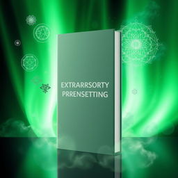 A high-definition 3D book cover on the theme of extrasensory perception, featuring a glowing green background that resembles an aurora