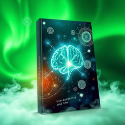 A high-definition 3D book cover on the theme of extrasensory perception, featuring a glowing green background that resembles an aurora