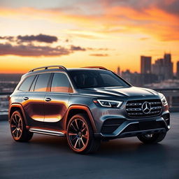 A sleek, modern SUV inspired by the classic 1984 Mercedes Benz T200, featuring a streamlined body with contemporary design elements