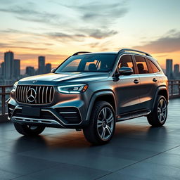 A sleek, modern SUV inspired by the classic 1984 Mercedes Benz T200, featuring a streamlined body with contemporary design elements