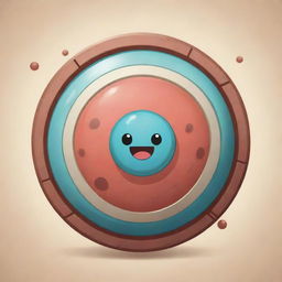 Create a cute, cartoon-style 'Coccal Shield' card, an 'upcell' type. Picture a delightful cell housed within a spherical shield, suggesting a strong defense against destruction. The shield, inspired by cocci bacteria, should appear resilient and protective.