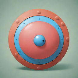 Create a cute, cartoon-style 'Coccal Shield' card, an 'upcell' type. Picture a delightful cell housed within a spherical shield, suggesting a strong defense against destruction. The shield, inspired by cocci bacteria, should appear resilient and protective.