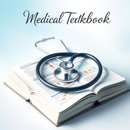 A visually striking book cover for a medical textbook, featuring a prominently displayed stethoscope entwined around an open book