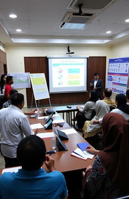 A professional setting depicting a training session for the Bangga Kencana program at UPT Balai Diklat Kependudukan dan KB in Bogor, Indonesia