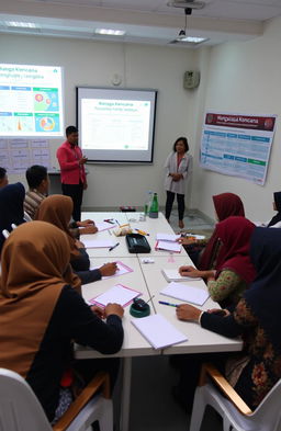 A professional setting depicting a training session for the Bangga Kencana program at UPT Balai Diklat Kependudukan dan KB in Bogor, Indonesia