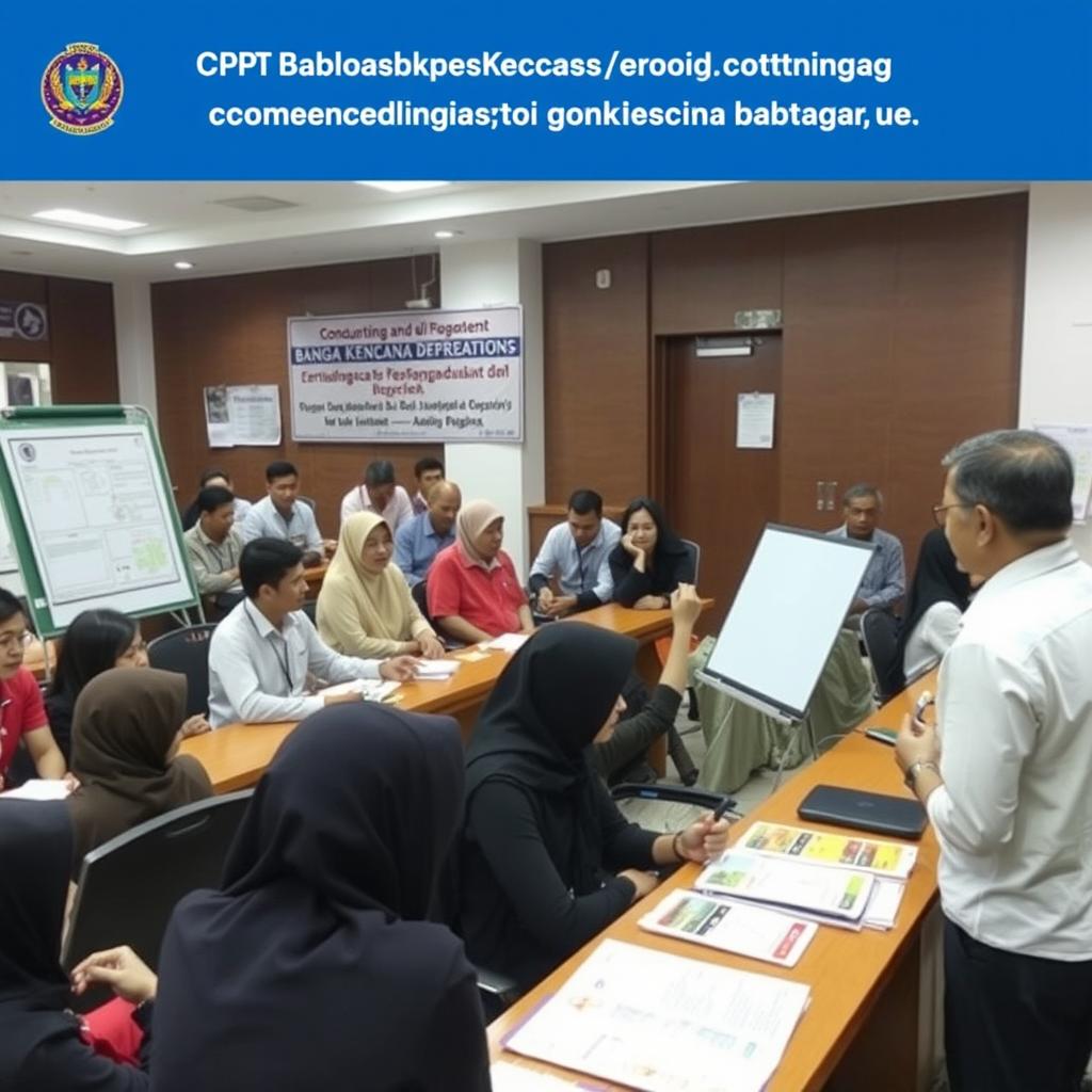 Conducting monitoring and evaluation of the Bangga Kencana Training Program at the UPT Balai Diklat Kependudukan dan KB Bogor, showcasing a professional setting with participants actively engaged in discussions and activities