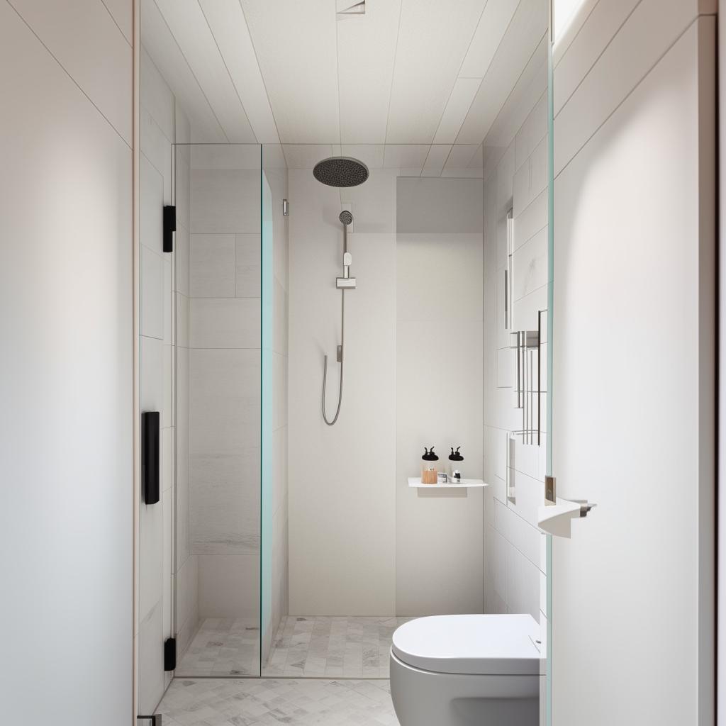 A compact bathroom design in a room of dimensions 2.15 meters by 1.20 meters. The layout includes a bathtub, a toilet, and a sink.