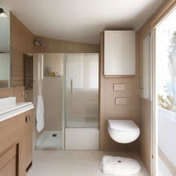 A compact bathroom design in a room of dimensions 2.15 meters by 1.20 meters. The layout includes a bathtub, a toilet, and a sink.