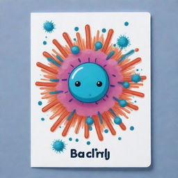 Design a cute, cartoon-style 'Bacillary Burst' card, an 'upcell' type. Illustrate a charming cell releasing an energetic burst resembling rod-shaped bacilli bacteria, signifying the destruction of an opponent's card. The burst should be visually explosive