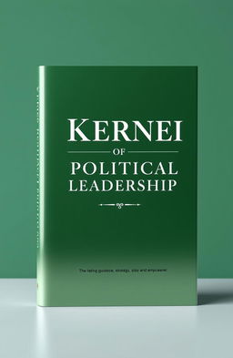 A stunning book cover design for 'Kernel of Political Leadership', featuring an elegant typography in bold white letters against a rich green background