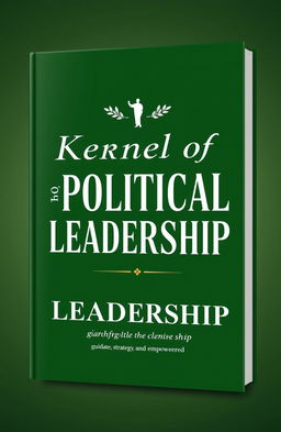 A stunning book cover design for 'Kernel of Political Leadership', featuring an elegant typography in bold white letters against a rich green background