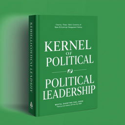 A captivating book cover design for 'Kernel of Political Leadership', primarily featuring a bold green background with elegant white typography