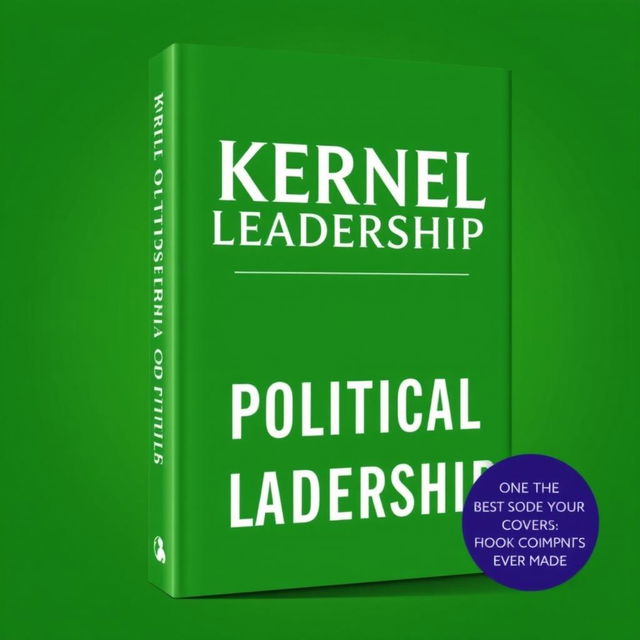 A captivating book cover design for 'Kernel of Political Leadership', primarily featuring a bold green background with elegant white typography