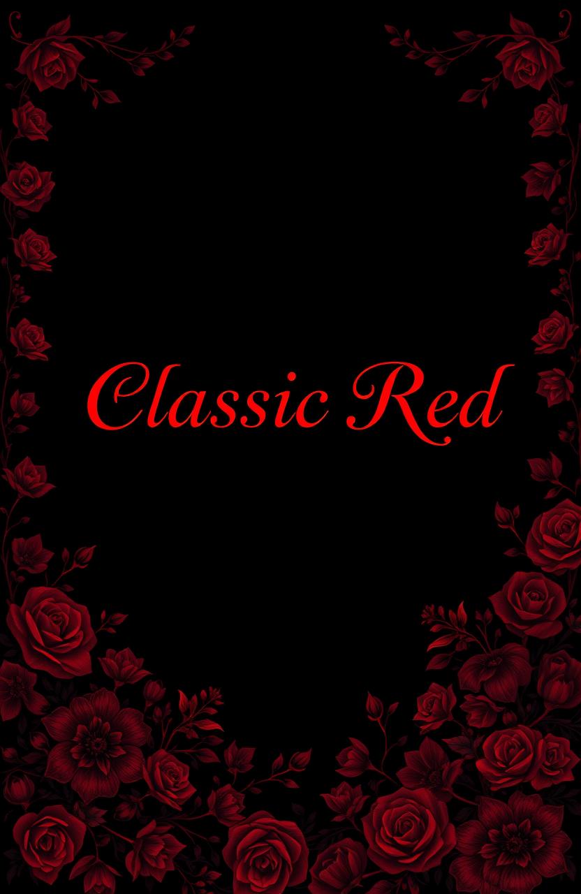 A mysterious design featuring the title 'Classic Red' in elegant, bold typography