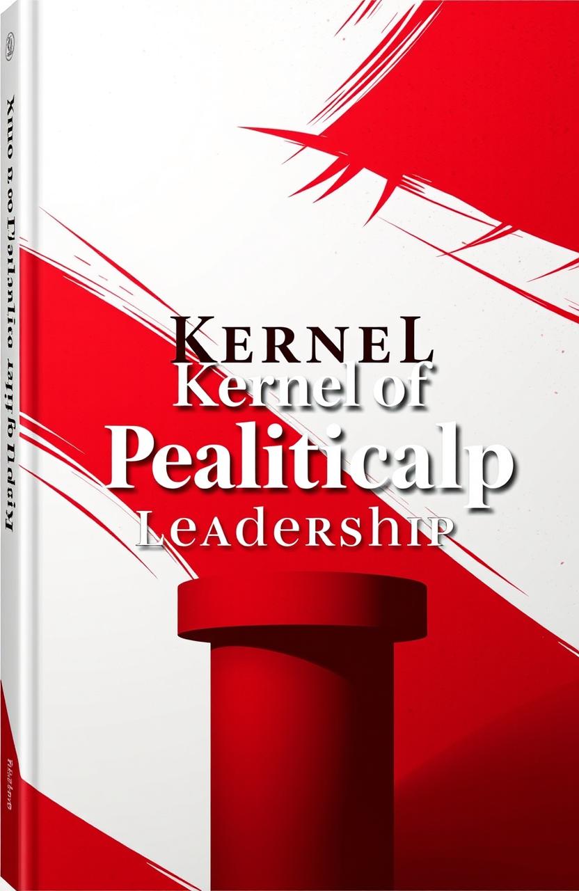 A striking book cover design for 'Kernel of Political Leadership', featuring a bold combination of red and white colors