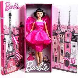 A Barbie doll inspired by Edith Piaf, dressed in a beautiful pink dress symbolizing her famous song 'La Vie en Rose'