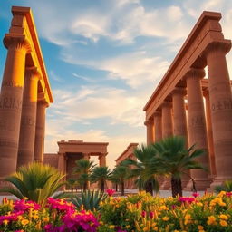 A stunning view of Karnak Temple, showcasing its majestic architecture with towering columns and intricate hieroglyphics