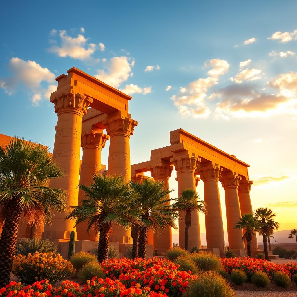 A stunning view of Karnak Temple, showcasing its majestic architecture with towering columns and intricate hieroglyphics