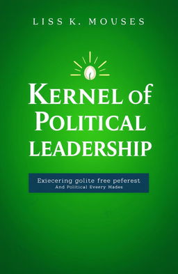 A striking book cover design for 'Kernel of Political Leadership', featuring a vibrant green background with elegant white text