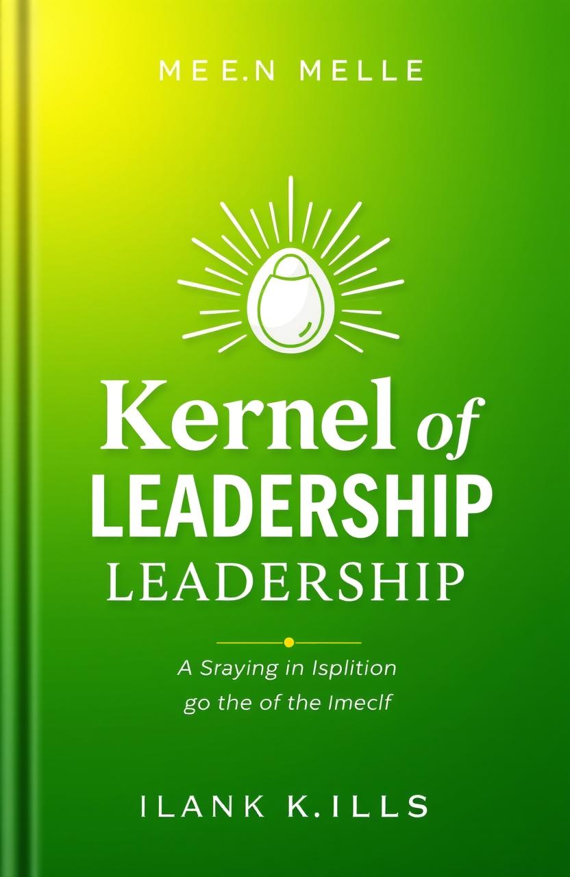 A striking book cover design for 'Kernel of Political Leadership', featuring a vibrant green background with elegant white text